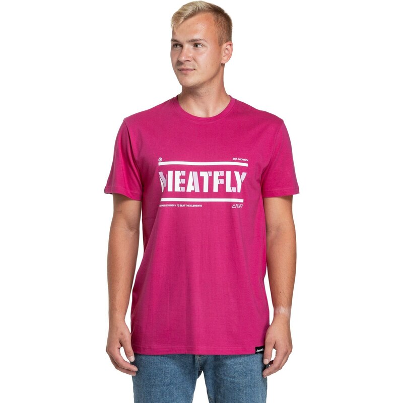 Meatfly pánské tričko Rele Magenta | Růžová | 100% bavlna
