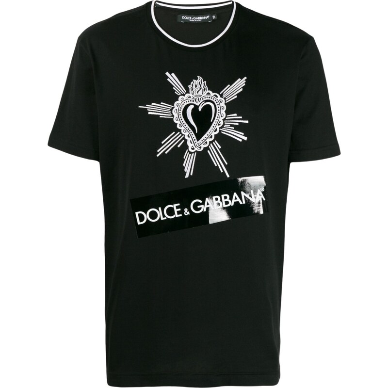 DOLCE & GABBANA Heart Embroidered Black tričko