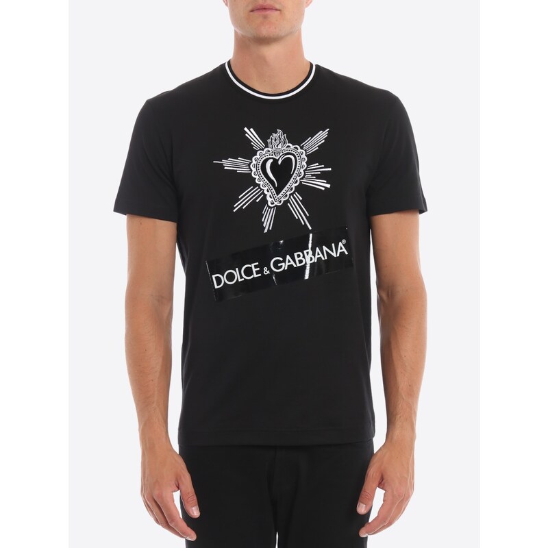 DOLCE & GABBANA Heart Embroidered Black tričko