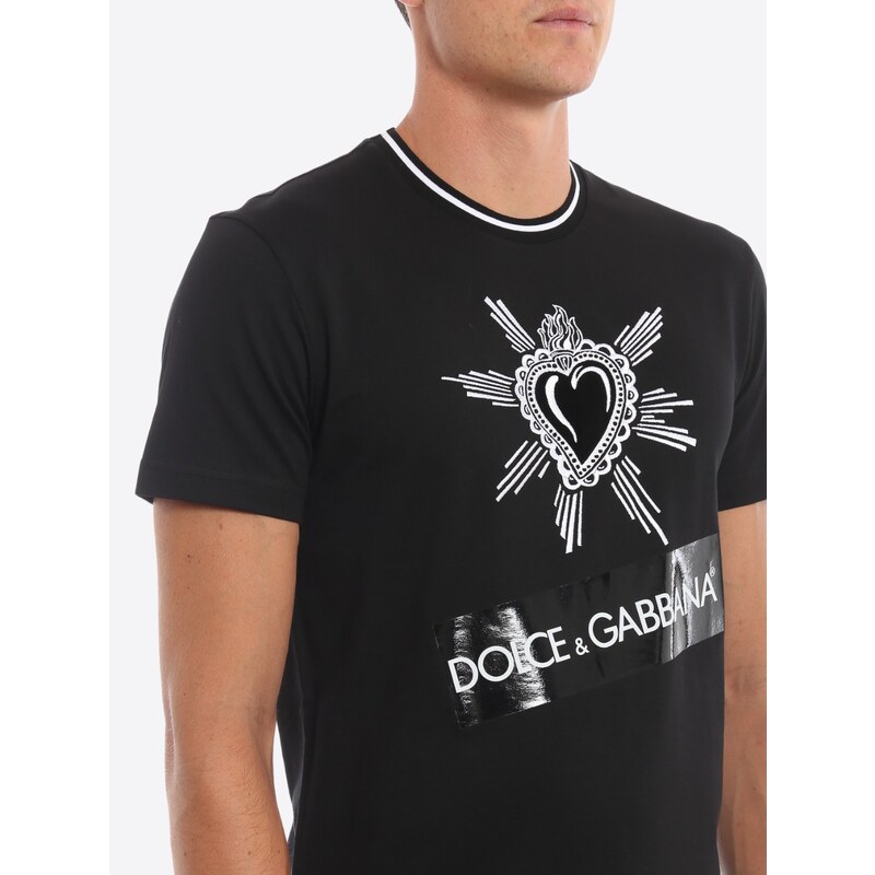 DOLCE & GABBANA Heart Embroidered Black tričko