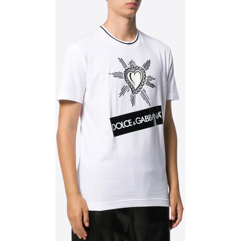 DOLCE & GABBANA Heart Embroidered White tričko