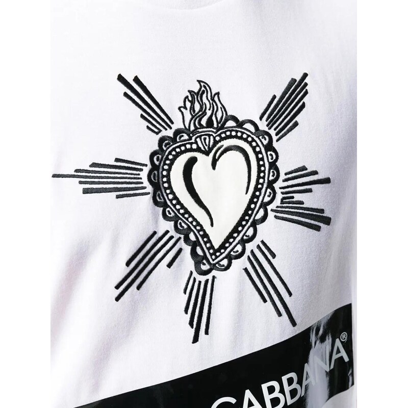 DOLCE & GABBANA Heart Embroidered White tričko