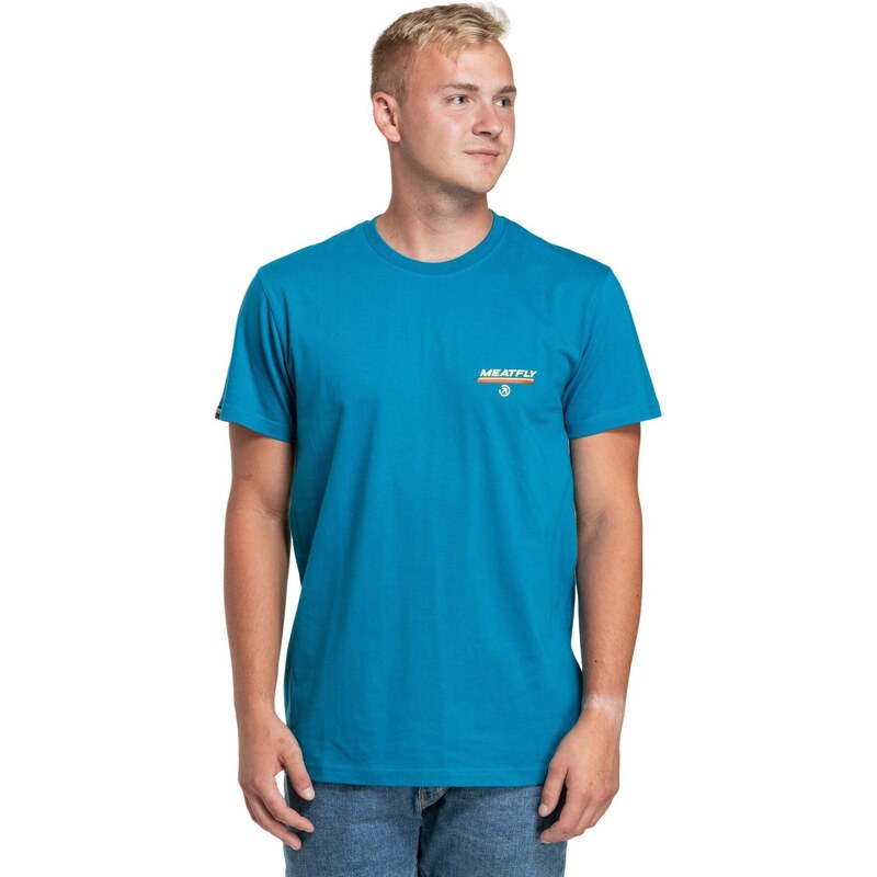 Meatfly pánské tričko Racing Spirit Funky Blue | Modrá | 100%