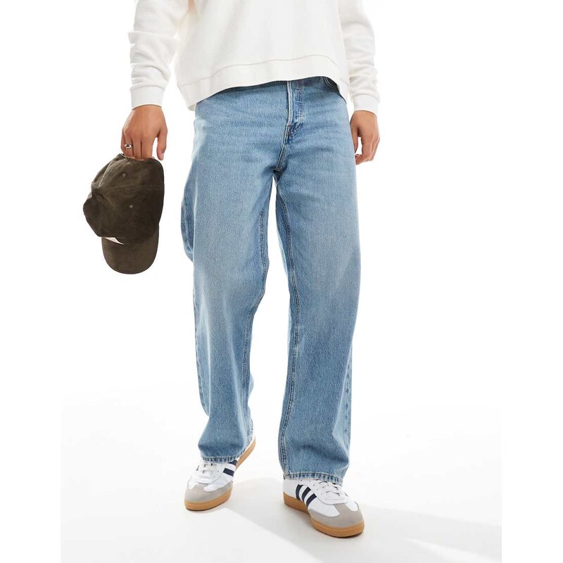 Jack & Jones Alex baggy jeans in mid blue vintage wash