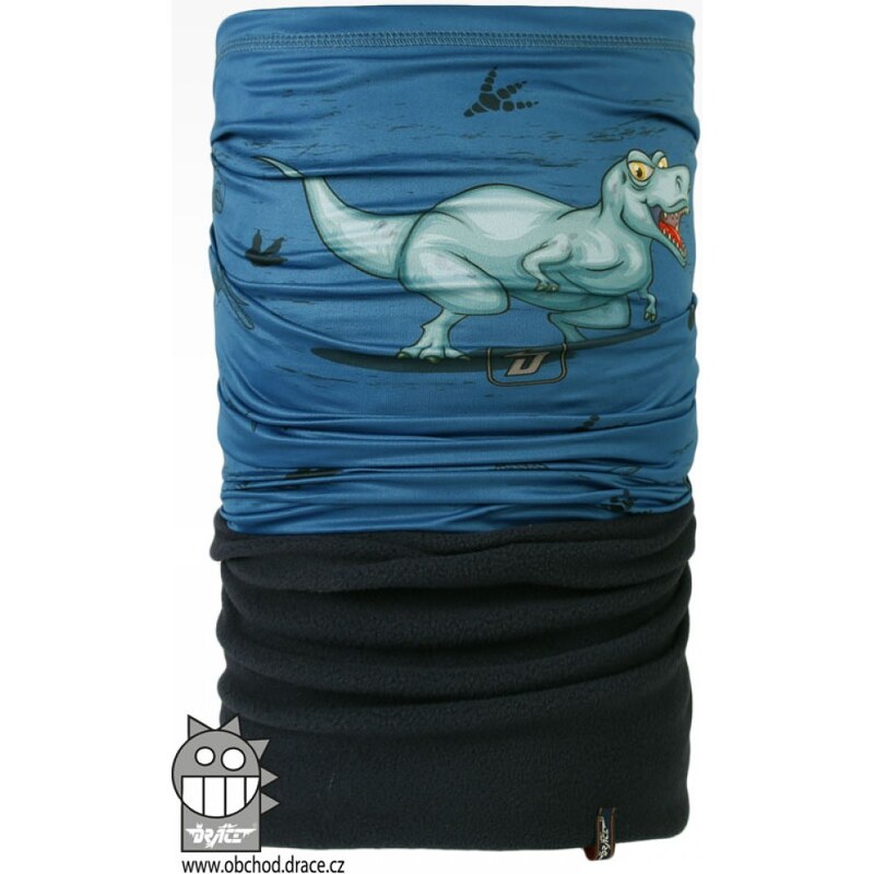Dráče Nákrčník multi fleece - vzor 50, modrá / dinosaurus