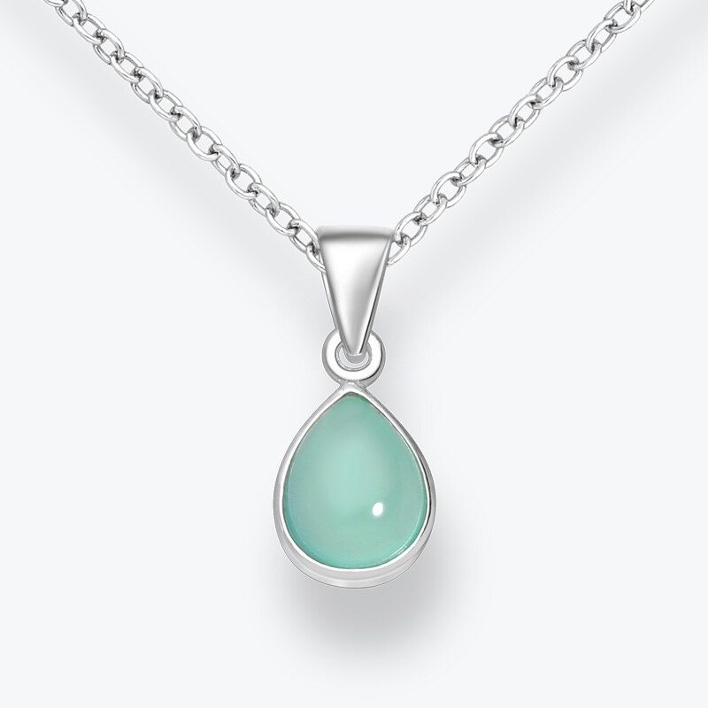 Estemia Stříbrný řetízek s chalcedonem Kapka - Ag925