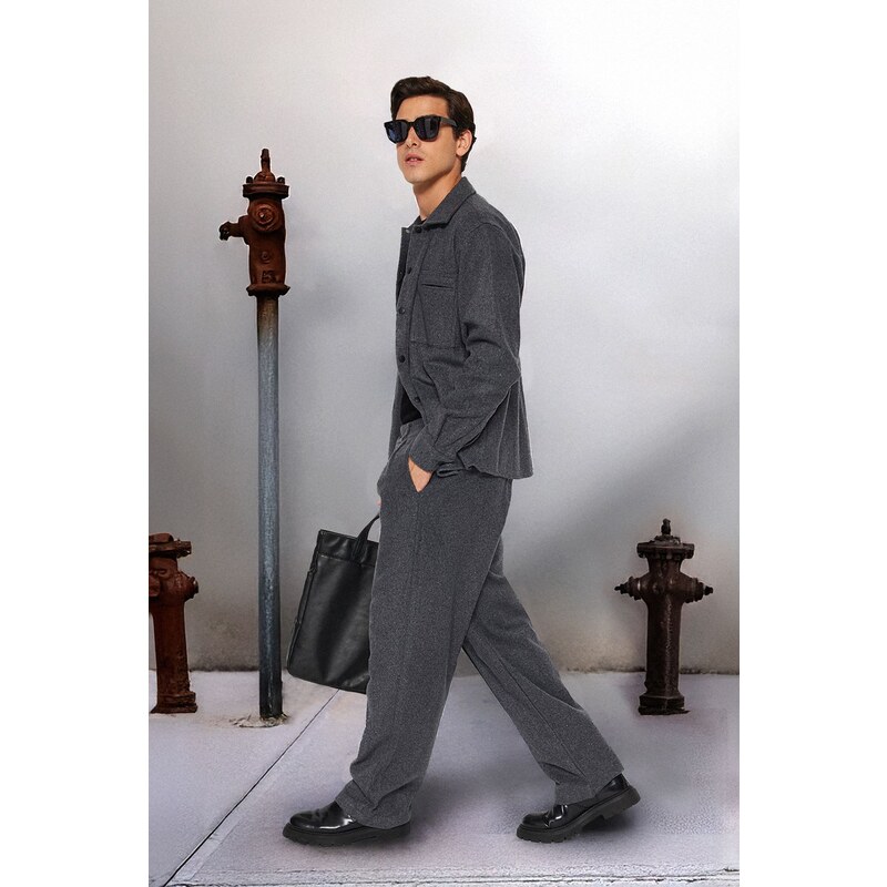 Trendyol Gray Wide Leg Stamp Trousers