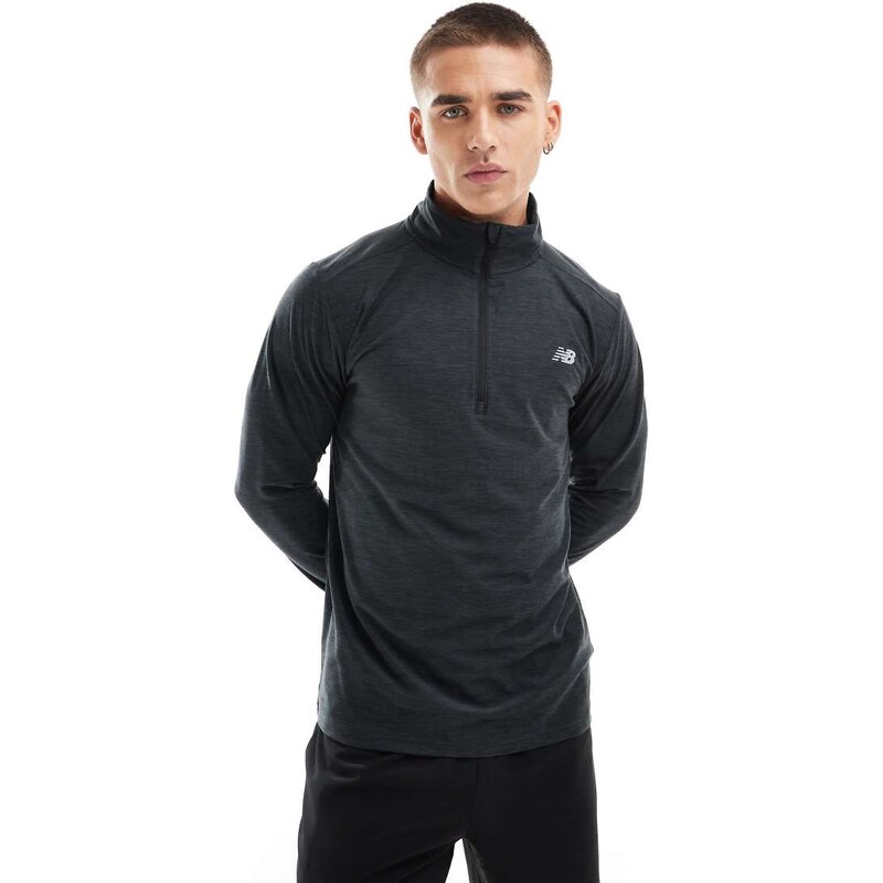 New Balance 1/4 Zip in black space dye