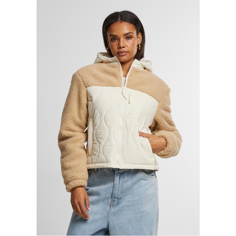 Urban Classics Dámská bunda Sherpa Crinkle Nylon Mix béžová