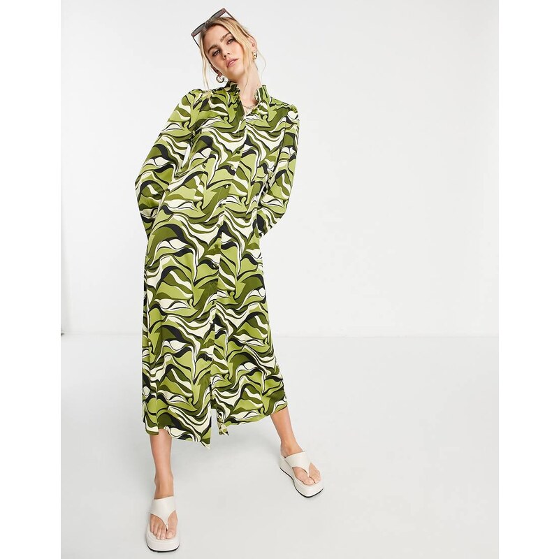 YAS Y.A.S wavy printed midi dress-Multi 99887041