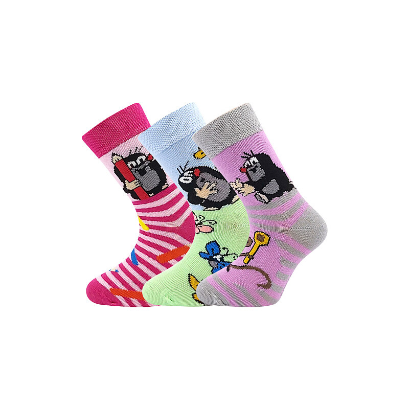 3PACK dívčí ponožky Boma - Krtek holka, mix barev