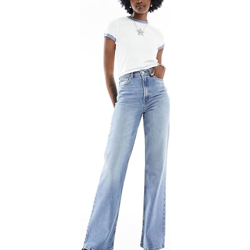 ASOS DESIGN Tall comfort stretch straight leg jean in mid blue 103493895