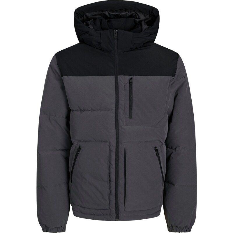 JACK & JONES Zimní bunda JJEOtto tmavě šedá / černá