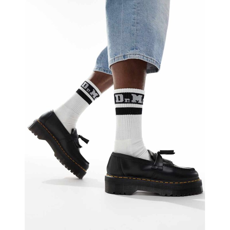 Dr Martens unisex Adrian quad loafers in black smooth leather 113137166