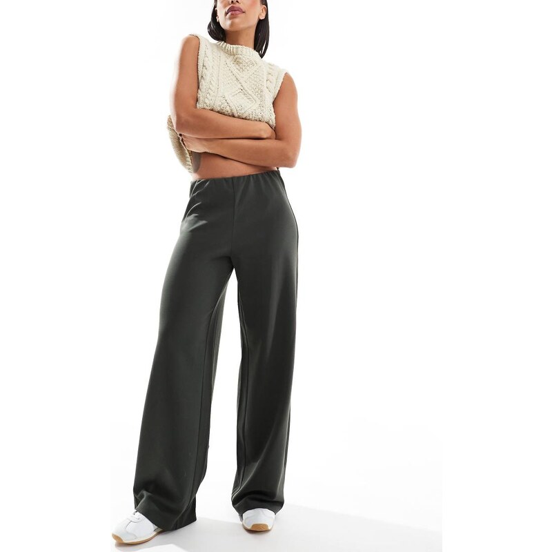 Vero Moda loose pull on trousers in dark green