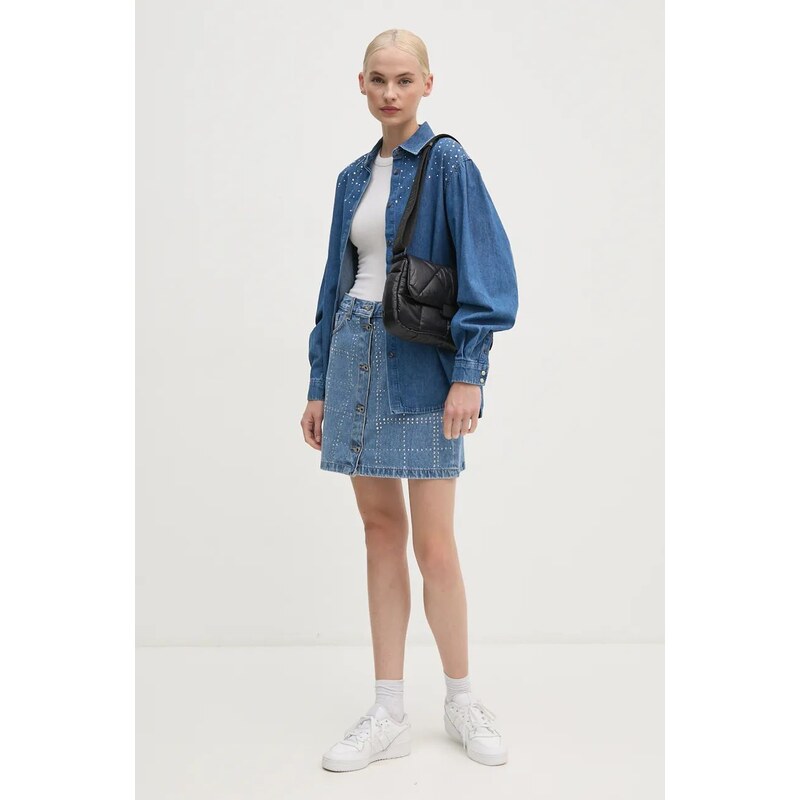 Džínová sukně Pepe Jeans MINI SKIRT HW GLITTER