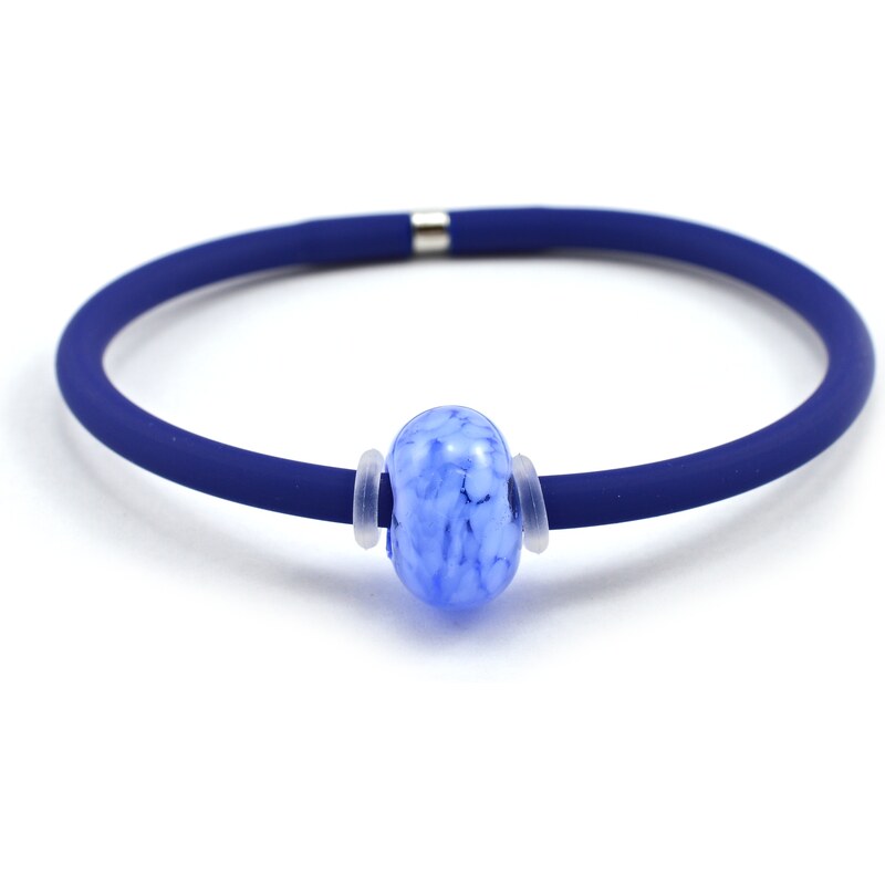 Murano Náramek s italskou vinutou perlou Dora - modrá, ledově modrá - benátské sklo