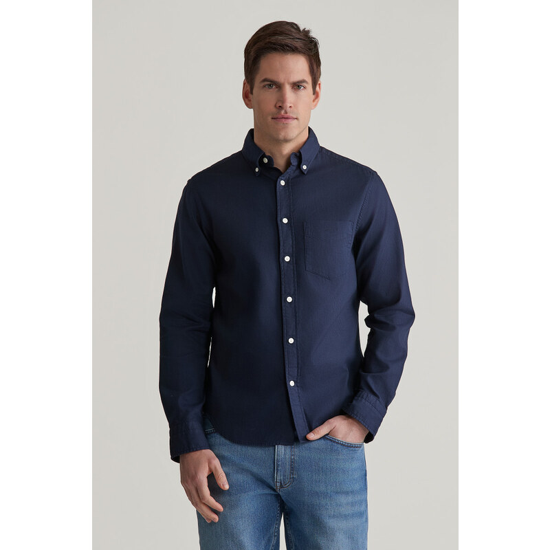 KOŠILE GANT REG GMNT DYED WAFFLE SHIRT EVENING BLUE