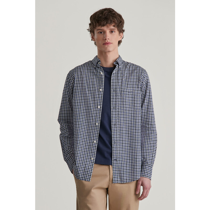 KOŠILE GANT REG LIGHT TWILL GINGHAM SHIRT SAILOR NAVY