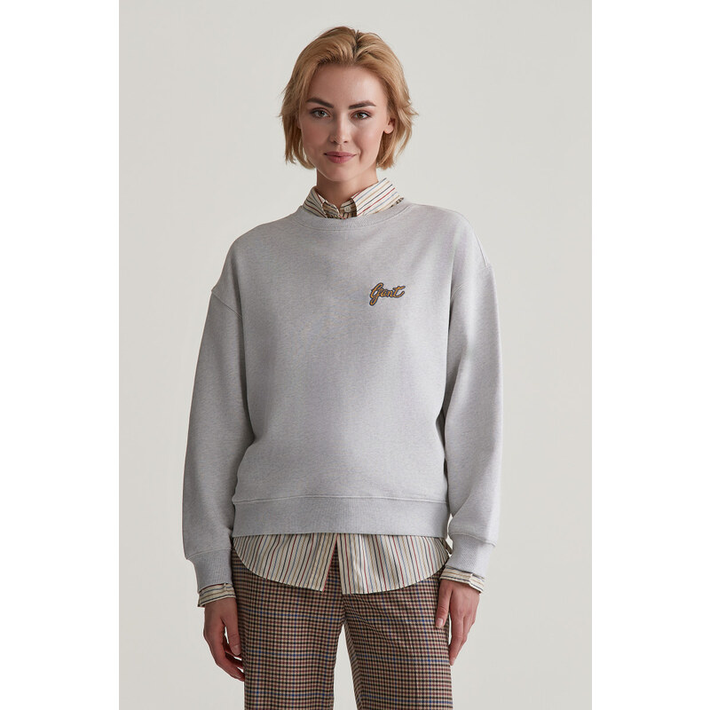 MIKINA GANT SCRIPT GRAPHIC C-NECK SWEAT PALE GREY MELANGE 99943932