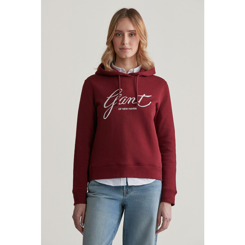 MIKINA GANT REG SCRIPT HOODIE PLUMPED RED 99943934