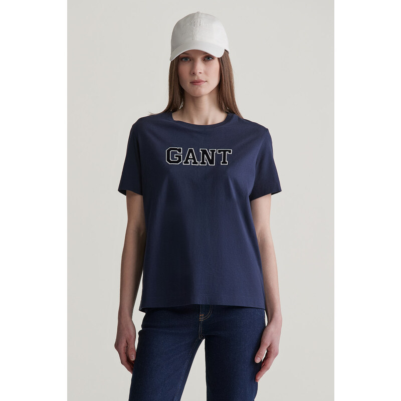 TRIČKO GANT REG VELOUR APPLIQUE T-SHIRT EVENING BLUE 99943936