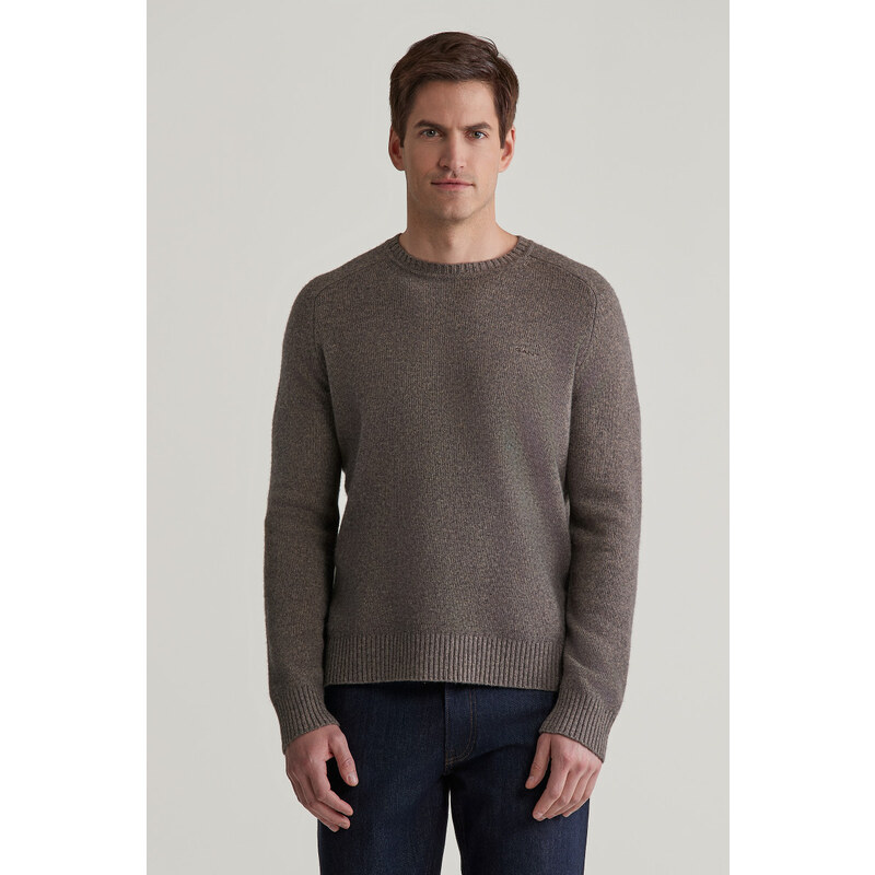 SVETR GANT WOOL BLEND C-NECK DARK HAZELNUT MELANGE