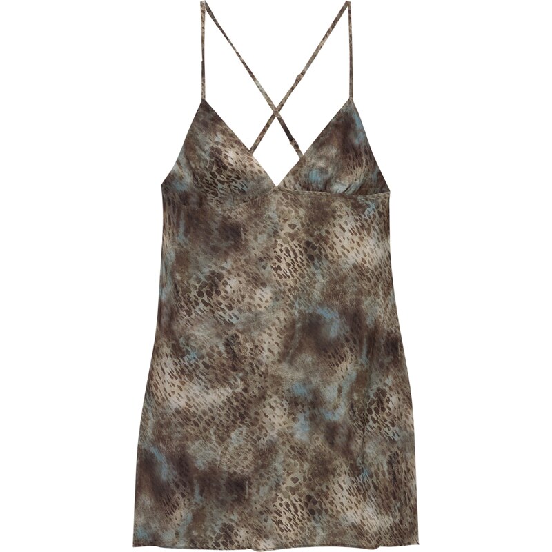 Pull&Bear Letní šaty béžová / světlemodrá / hnědá / tmavě hnědá