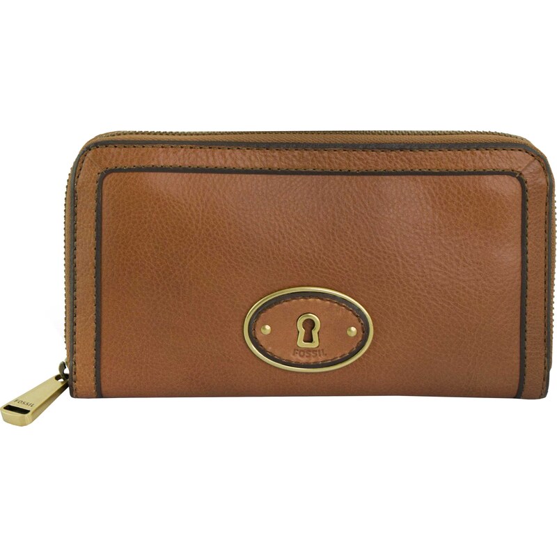 Dámská peněženka Fossil Wmns Leather Wallet Vri Zip Clutch Camel hnědá 99945985
