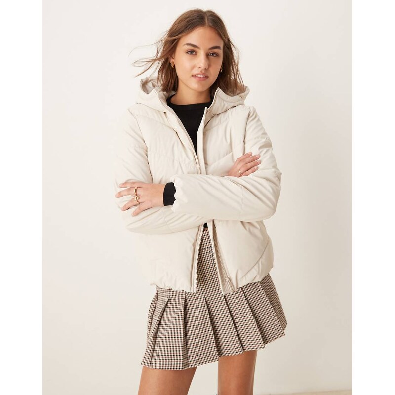 JDY short puffer jacket in off white 115509867