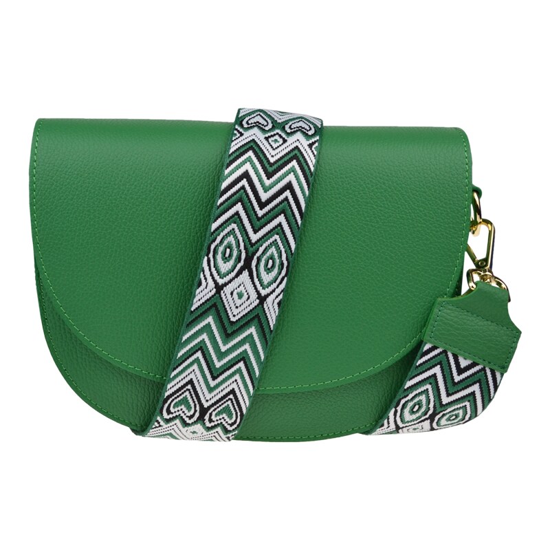 Zelená kožená italská crossbody kabelka Ramona Verde s přídavným