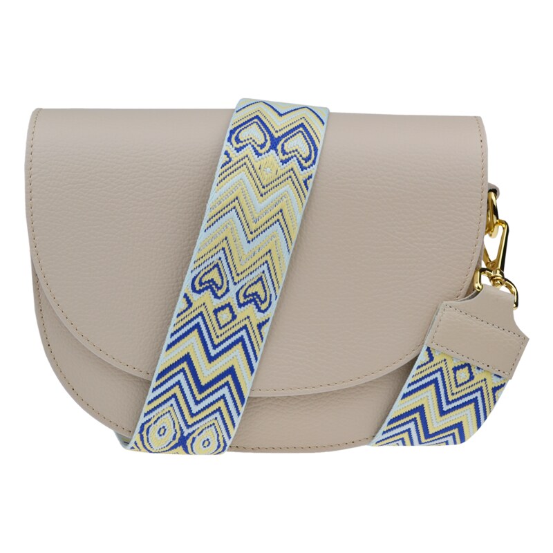 Béžová kožená italská crossbody kabelka Ramona Beige s přídavným