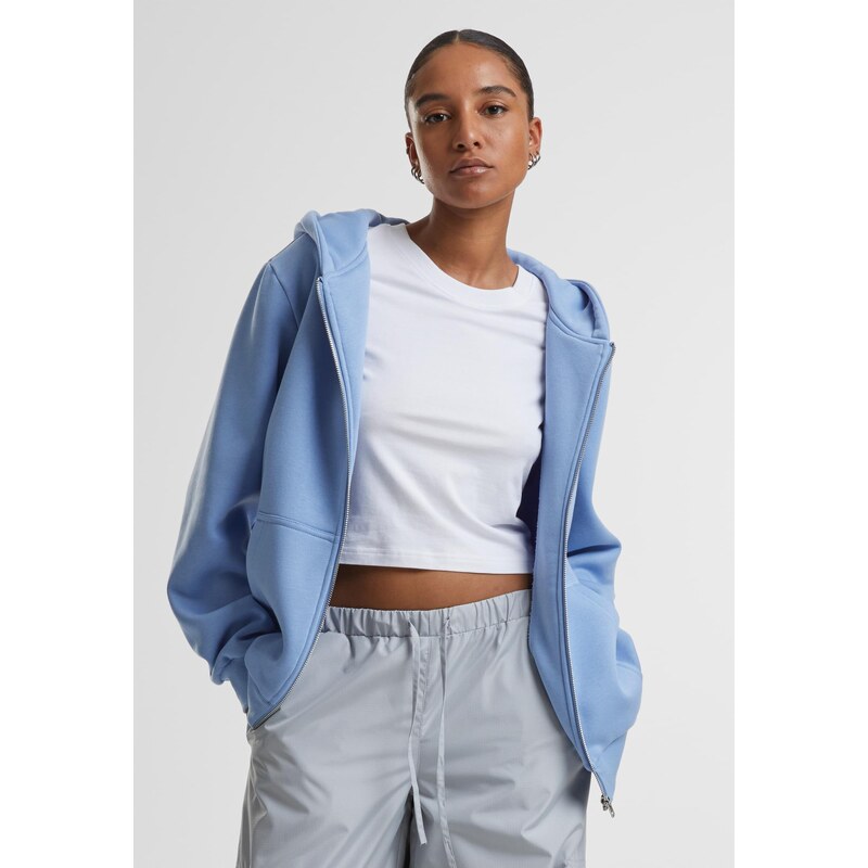 Urban Classics Dámská mMikina na zip Fluffy Hoody světle modrá