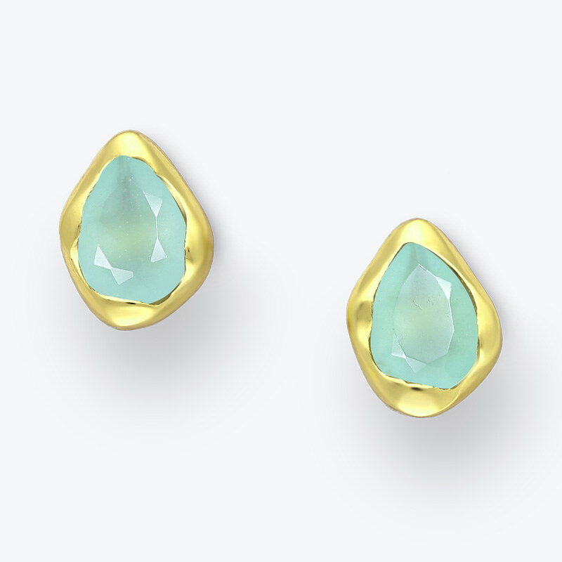 Estemia Pozlacené stříbrné náušnice s chalcedonem aqua - Ag925 99973172
