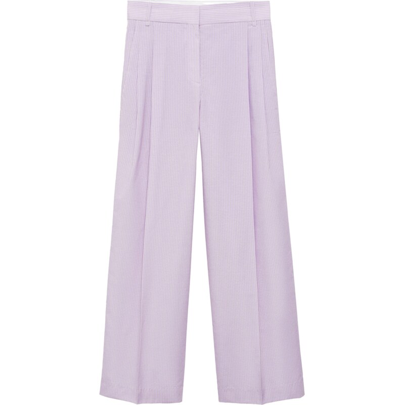 MANGO Kalhoty se sklady v pase šeříková / offwhite
