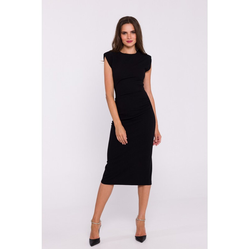 model 20531344 Midi šaty bez rukávů černé - STYLOVE
