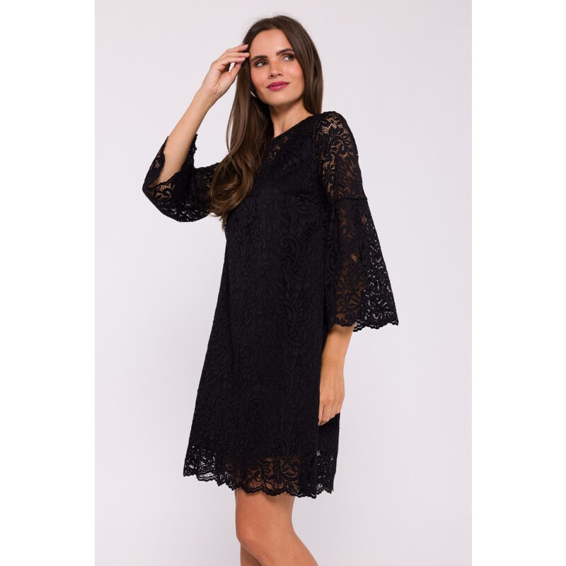 Krajkové šaty ve tvaru černé model 20531296 - STYLOVE