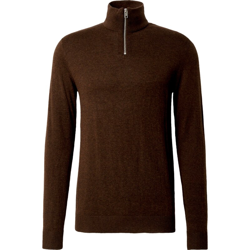 JACK & JONES Svetr JJEEmil tmavě hnědá