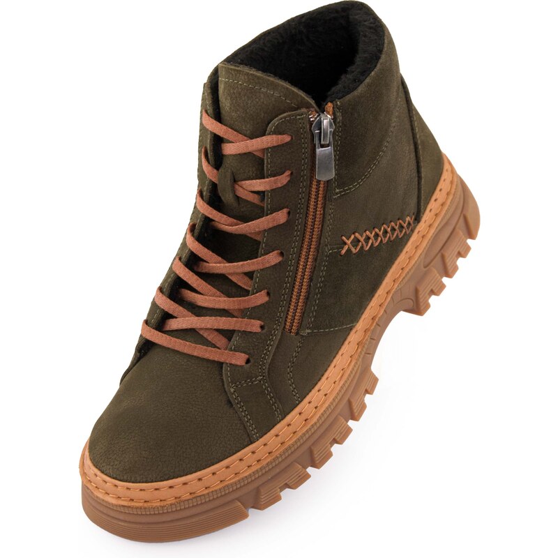 Dámské zimní kožené boty NELL 207 Khaki 39 99983411