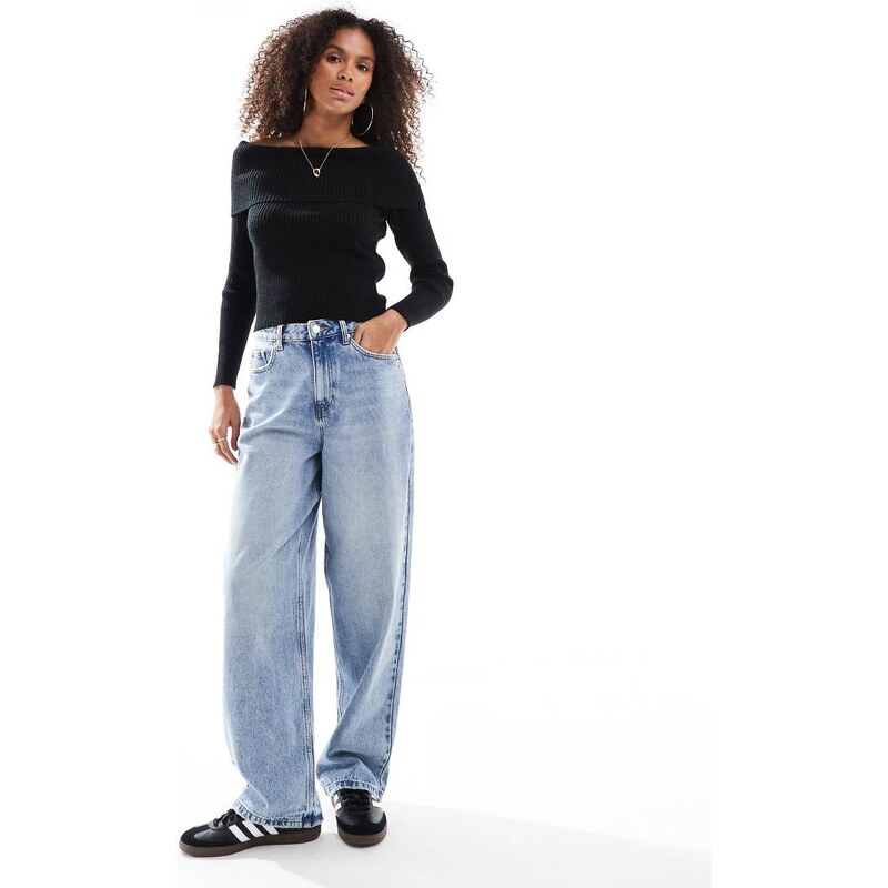 ONLY off shoulder knitted jumper in black
