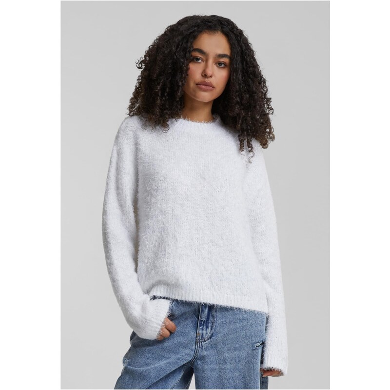 Urban Classics Dámský svetr Feather Mock Neck bílý