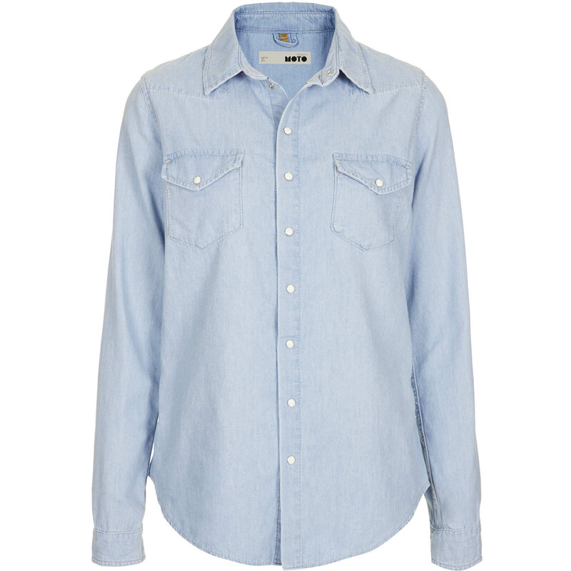 Topshop MOTO Fitted Chambray Shirt