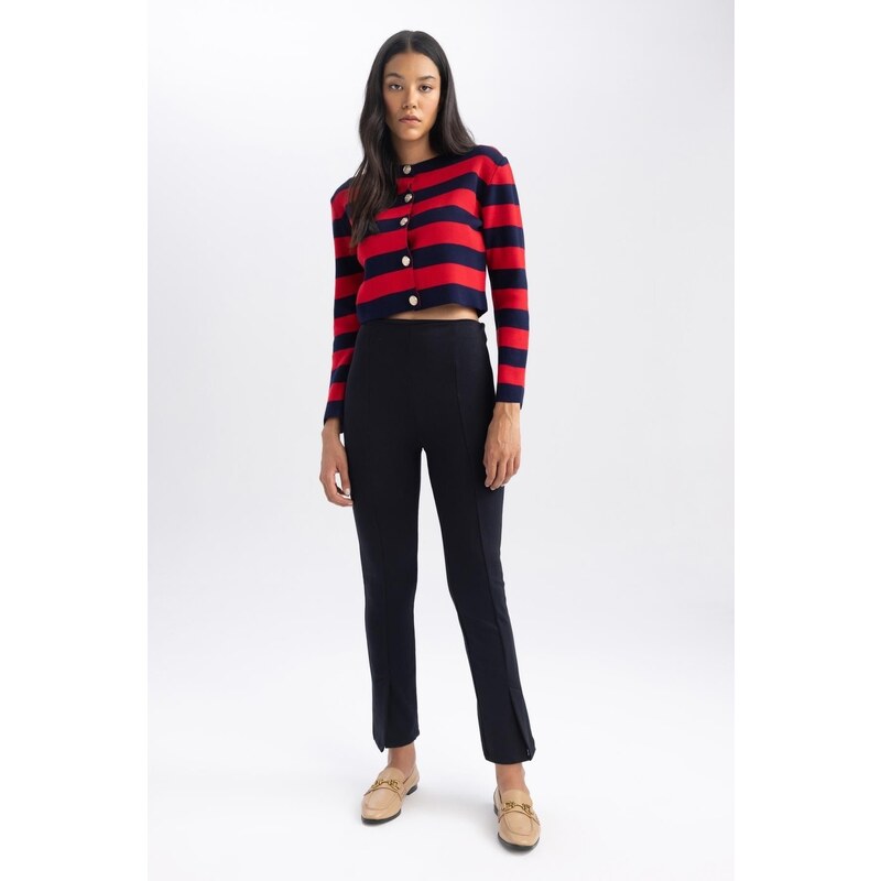 DEFACTO Basic Straight Pants Slim Fit Slim Cut High Waist Short Leg 107081503
