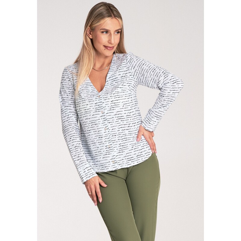 FIGL Dámská vzorovaná halenka s nápisy M1047 Pattern 25