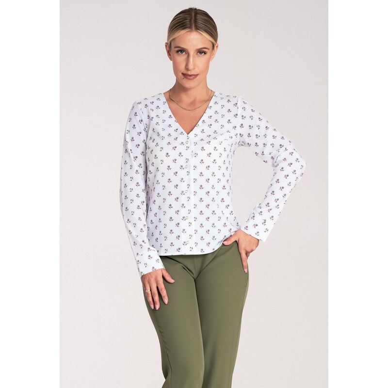 FIGL Dámská vzorovaná halenka s květinkami M1047 Pattern 26