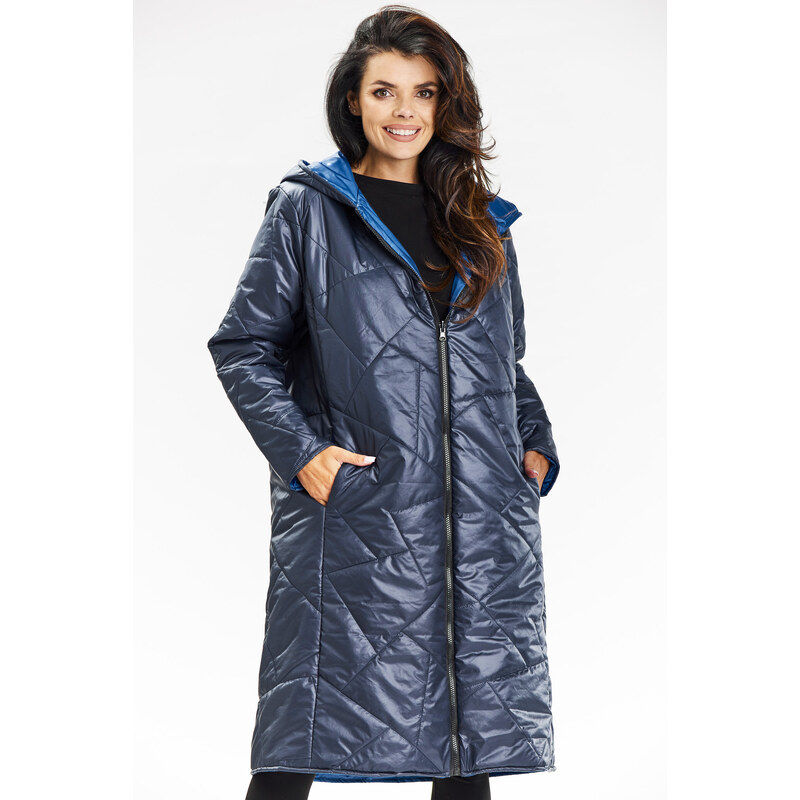 Awama Womans Coat A685 Navy Blue