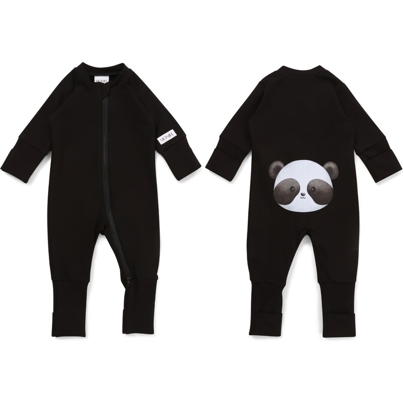 Moniel Dětský rostoucí overal Panda All Black černá