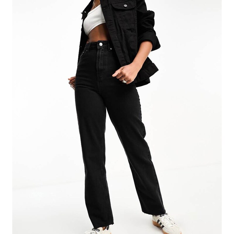 ASOS DESIGN Tall ankle grazer straight leg jeans in black -