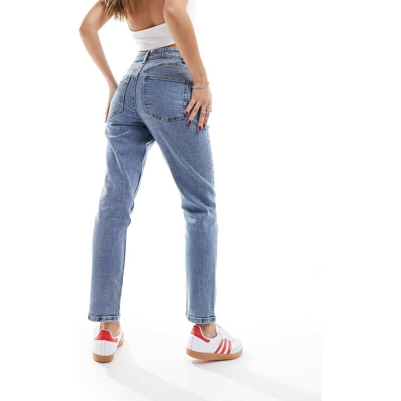 ASOS DESIGN sculpting slim fit comfort mom jean in mid blue
