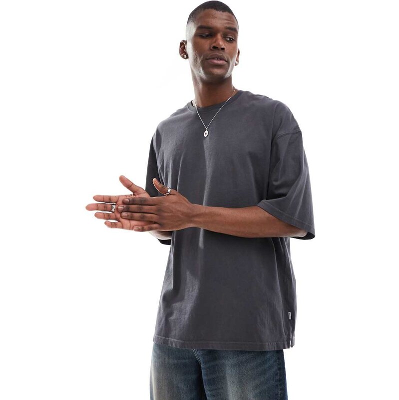 Jack & Jones super oversized t-shirt in washed grey